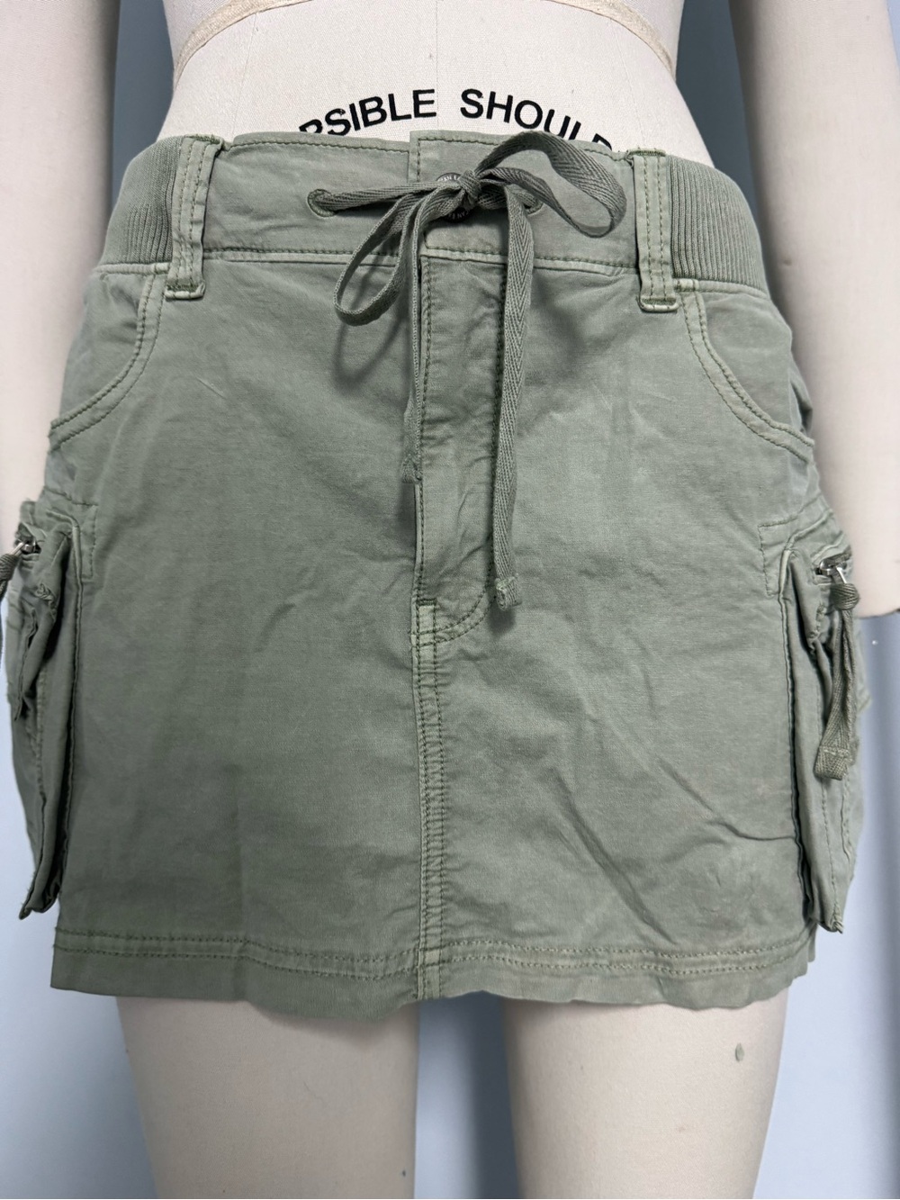 American Eagle Outfitters Olive Green Cargo Skort with Drawstring